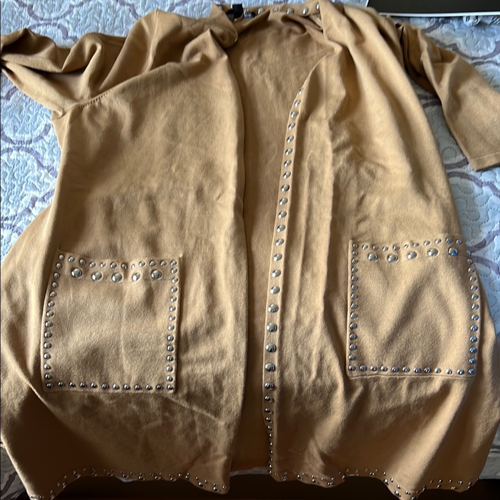 INC International Concepts Tan Cardigan with Silver Accents